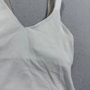 Lululemon Align Tank Top White Tan Lining Size 2 V-Neck Yoga Activewear Tank